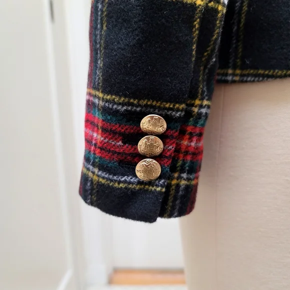 New J.Crew Wool-blend schoolboy blazer Black Tartan Plaid - Picture 10 of 12